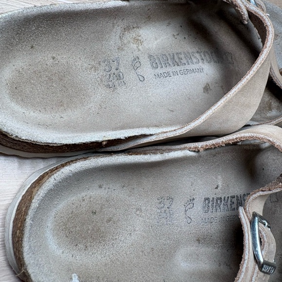 Birkenstock Mayari Size 37 Women’s Nubuck Cream Sandals White Sole Regular Width - Picture 6 of 12